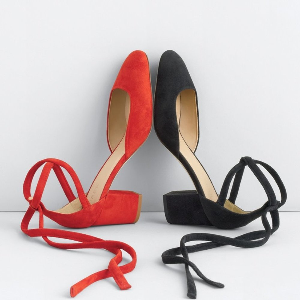 J. Crew Sophia Ankle-Wrap Pumps Suede Black [sz 6/36] Made in Italy